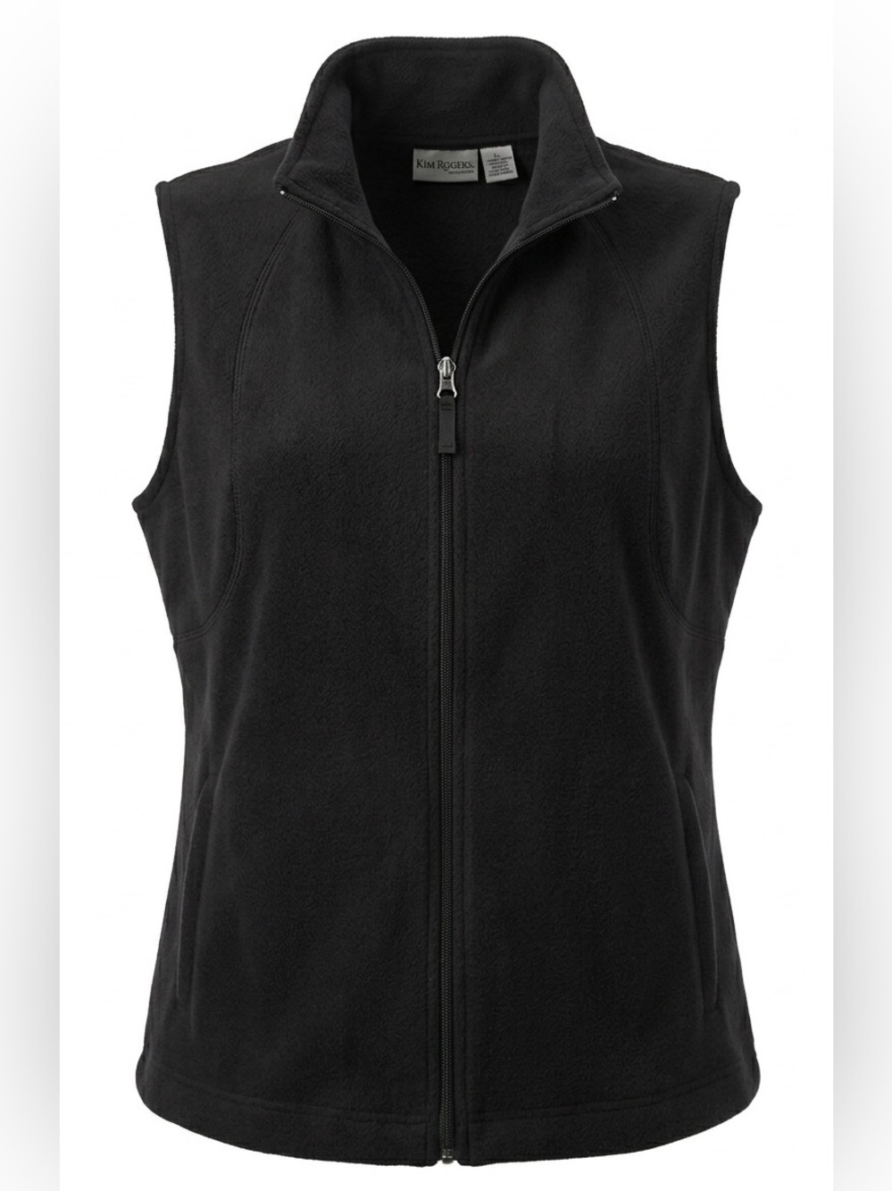 Cozy Kim Rogers Black Fleece Front Zip Vest Sz 2X Cottagecore